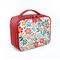Saco cosmético do curso com o saco portátil vermelho da composição do compartimento floral do zíper